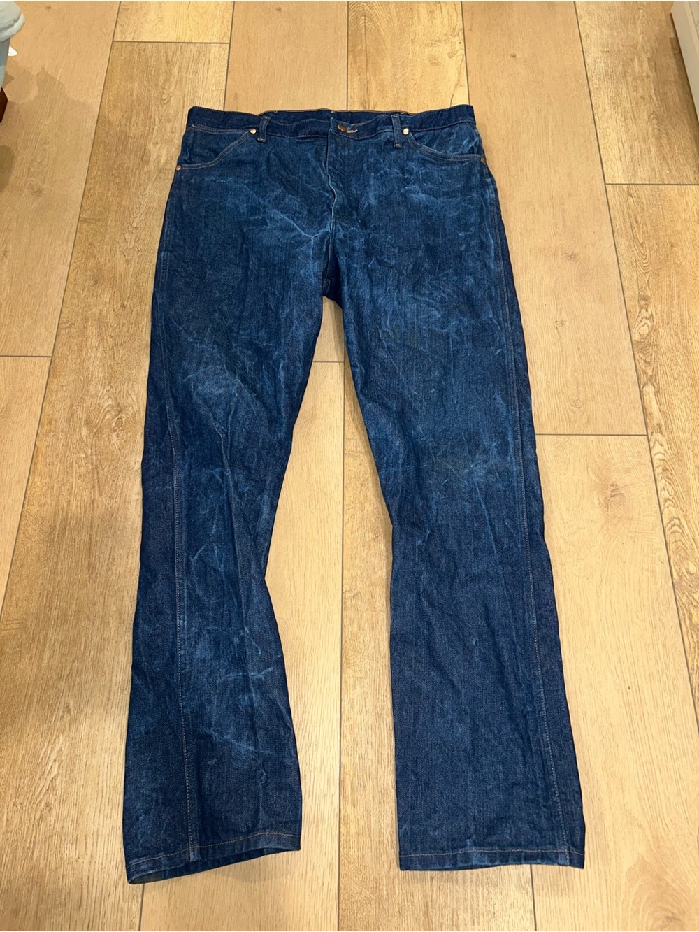Wrangler Cowboy Cut Straight Leg Jeans Mens Sz 42X34 Dark Blue 13MWZ Denim